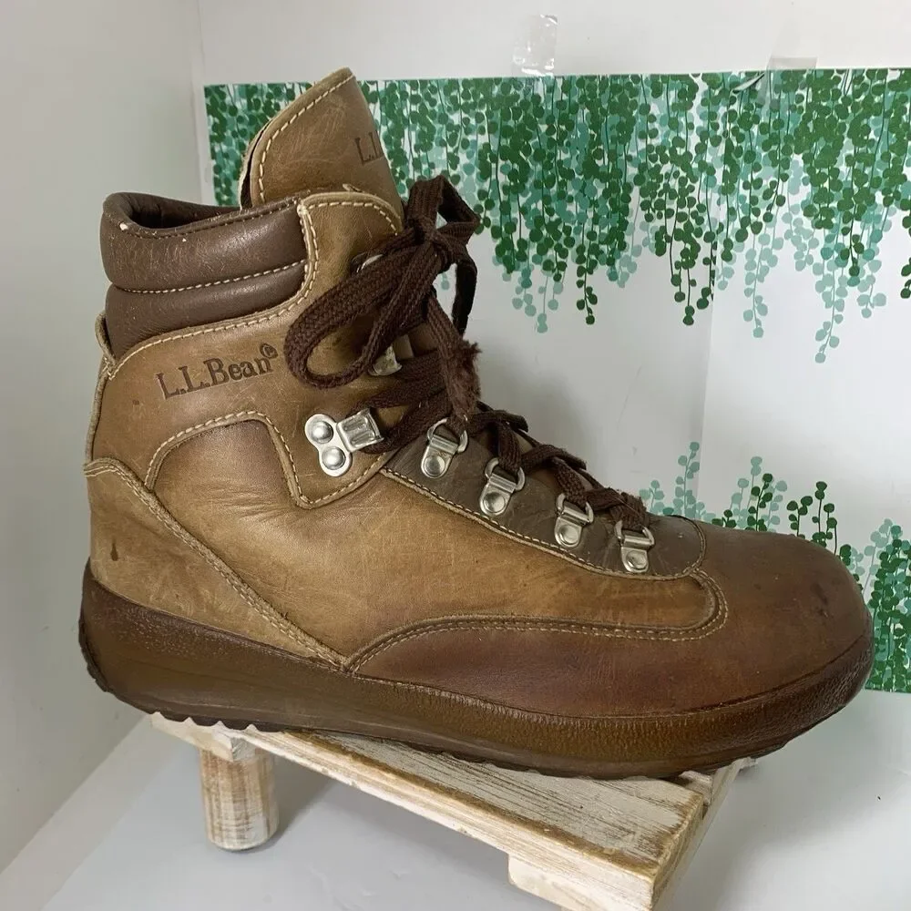 L. L. Bean Vintage Cowhide Leather Hiking Gore-Tex Boots Size 8.5 Mens